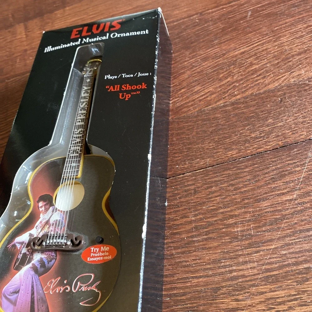 Santa Best Elvis Presley Musical Guitar Ornament Plays‎ 
